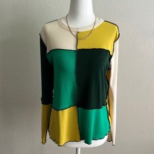 Eloquii Color Block Ribbed and Stretchy Long Sleeve Shirt Size 14/16